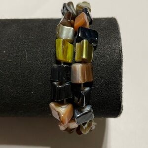 Multicolor Glass Chip Bracelet Set